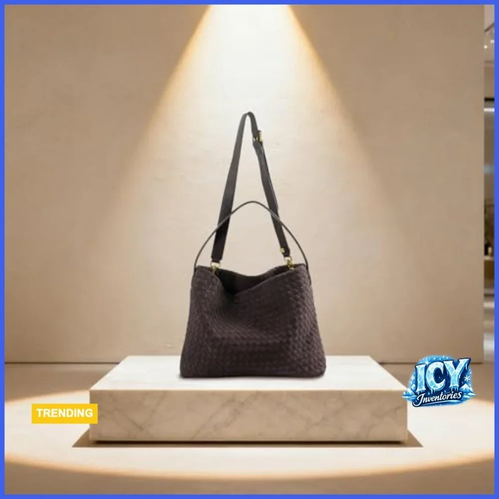 Faux Suede Woven Hobo Tote Bag Shoulder Handbag